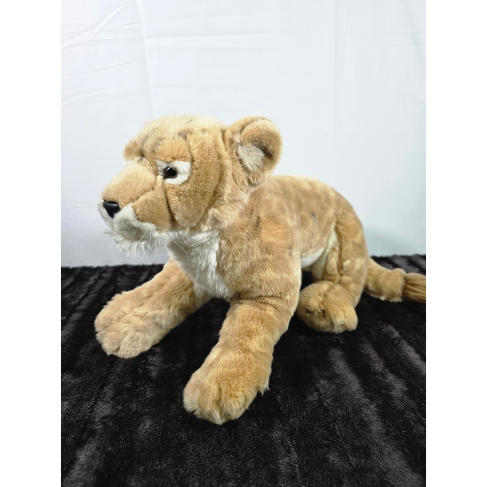 Magnussen Home SOS Realistic Lioness Plush Stuffed Animal Tan 27 Inch Big Cat